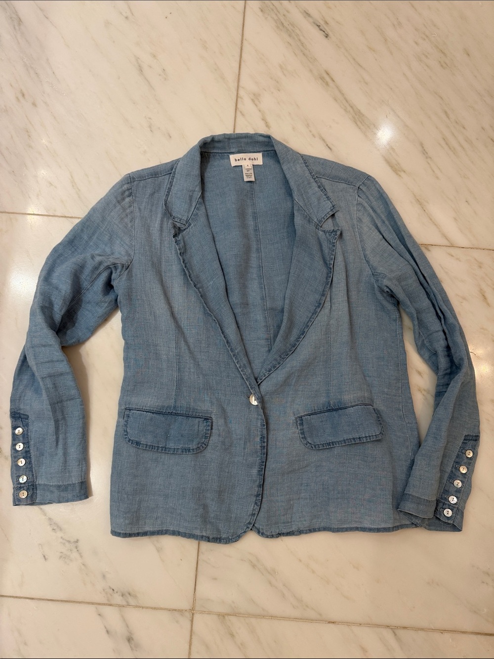 bella dahl Light Blue Linen Blazer for Women